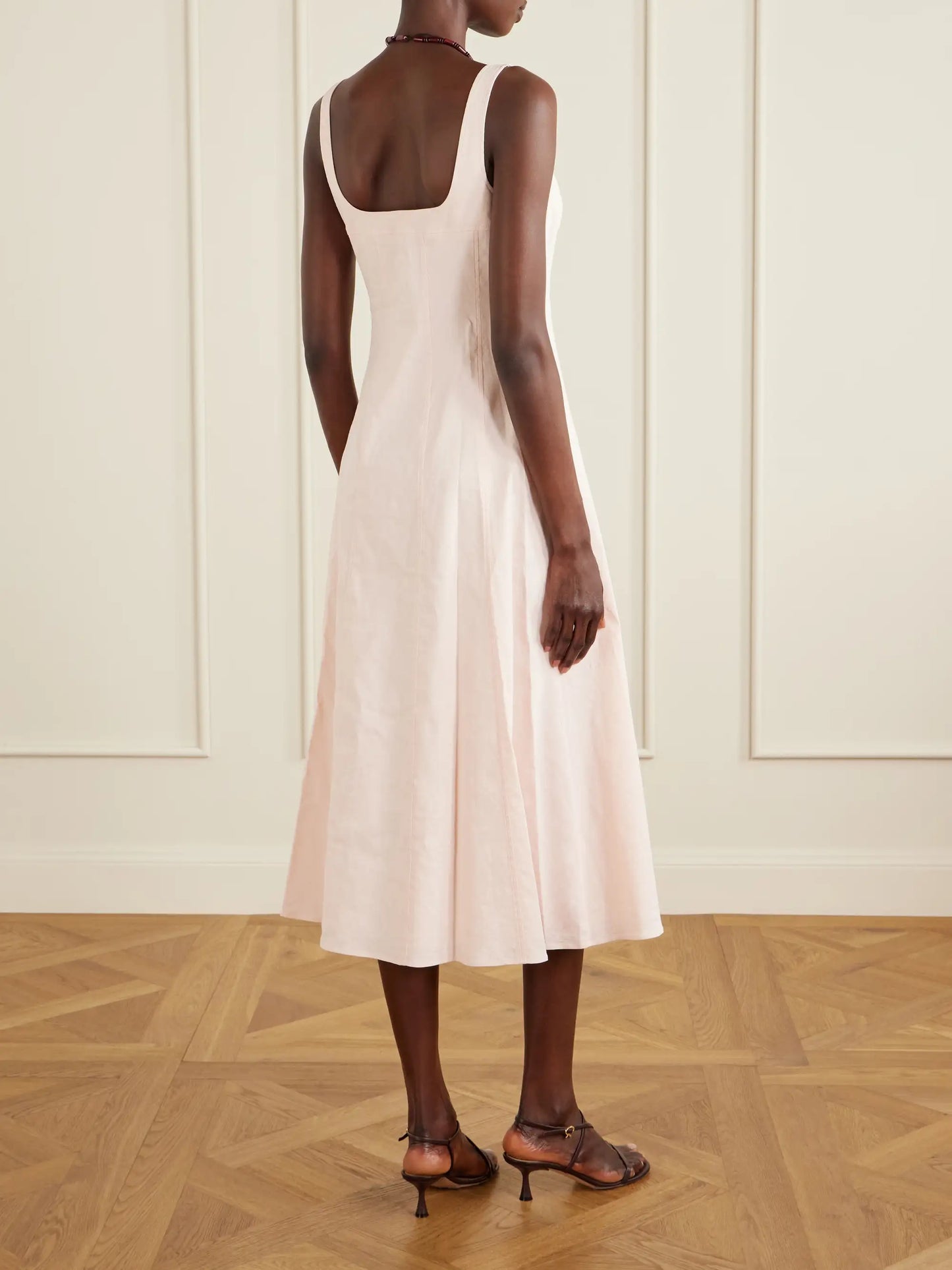 Linen-blend Midi Dress