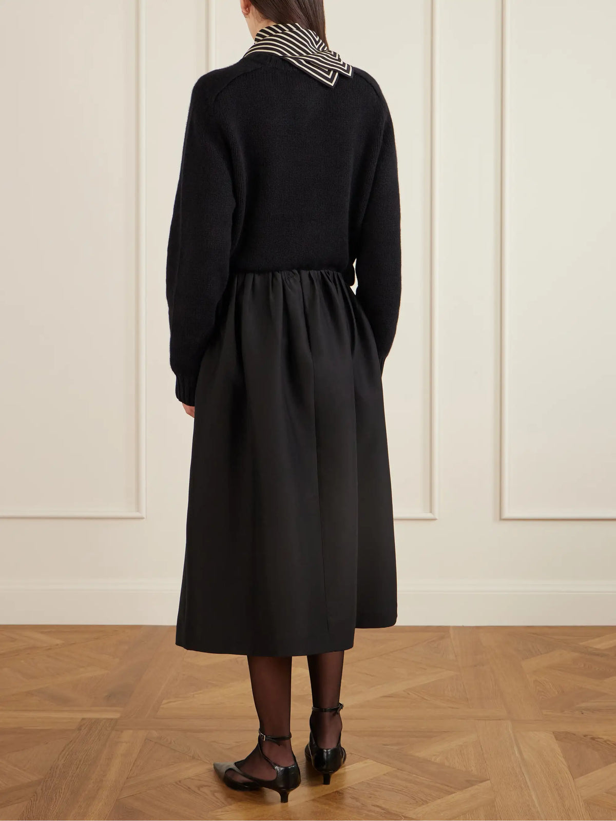 Gathered Wool And Silk-blend Midi Skirt