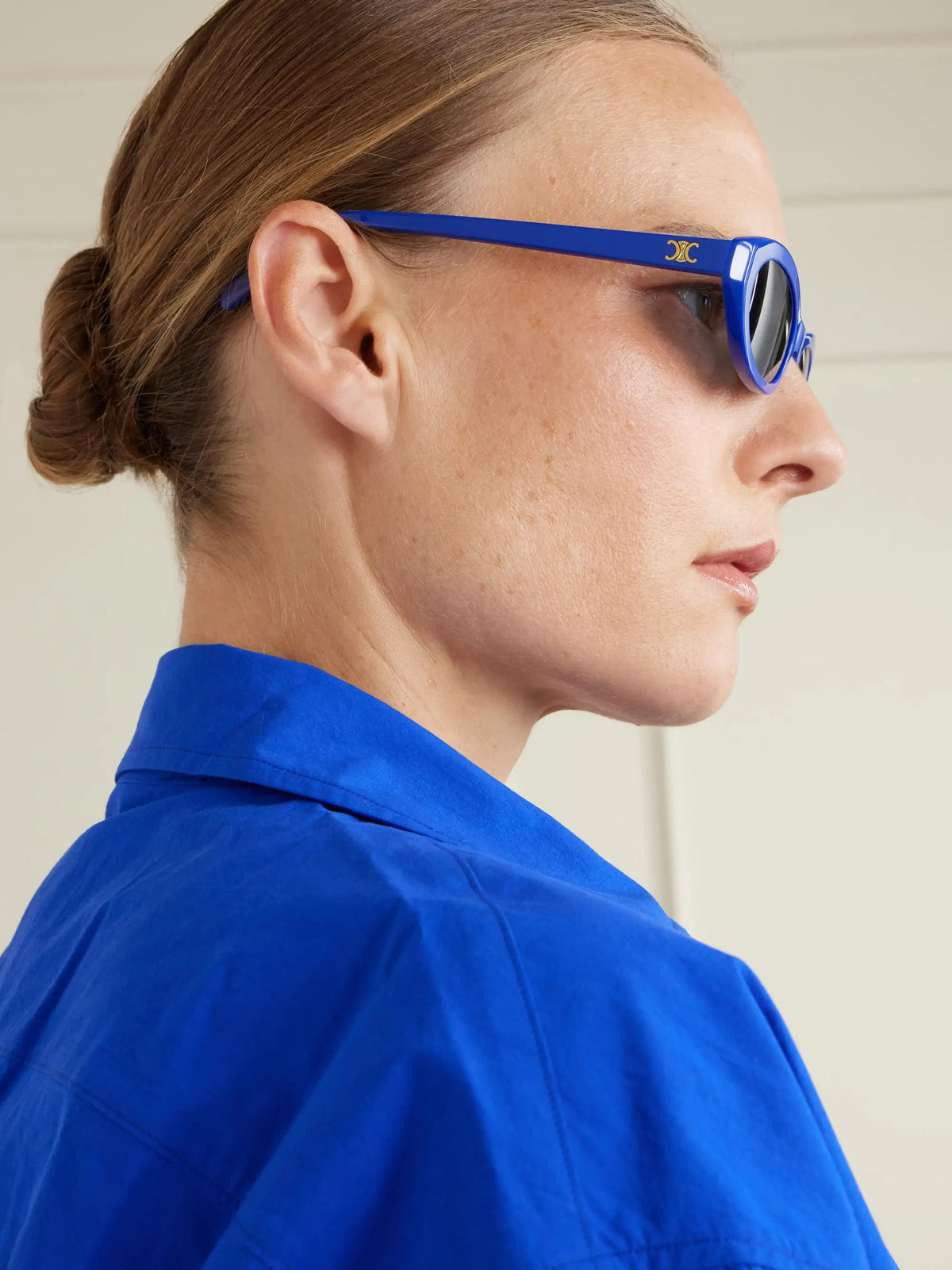 CELINE Eyewear Triomphe Mini Oval-frame Acetate Sunglasses