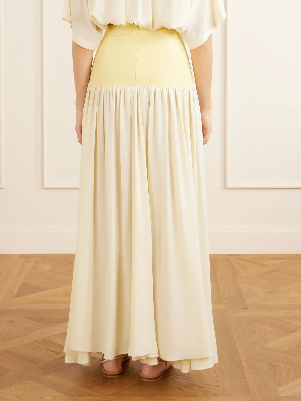 Cotton And Crepe Maxi Skirt