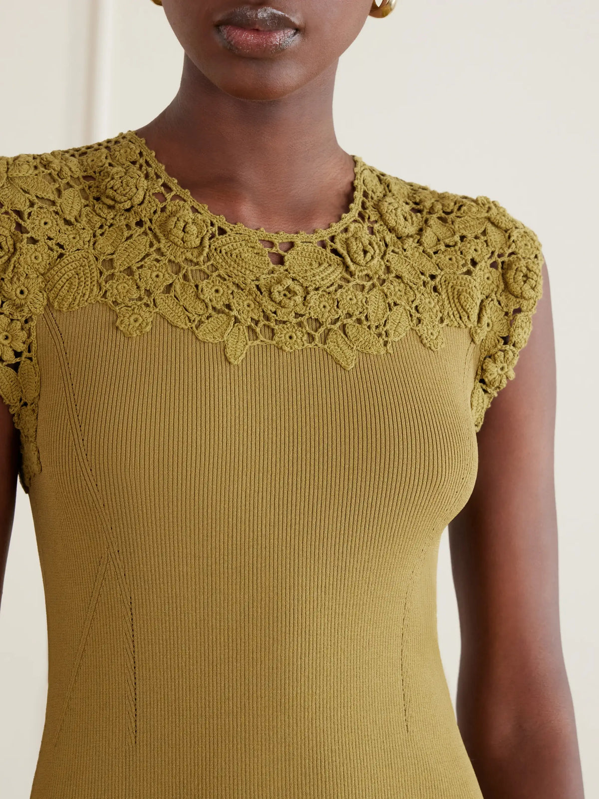 Ulla Johnson Noemie Crochet-trimmed Ribbed Mini Dress