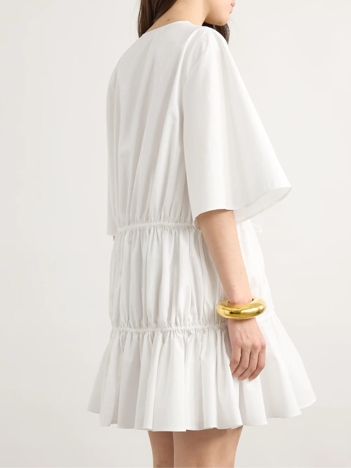 Gathered Cotton-poplin Mini Dress