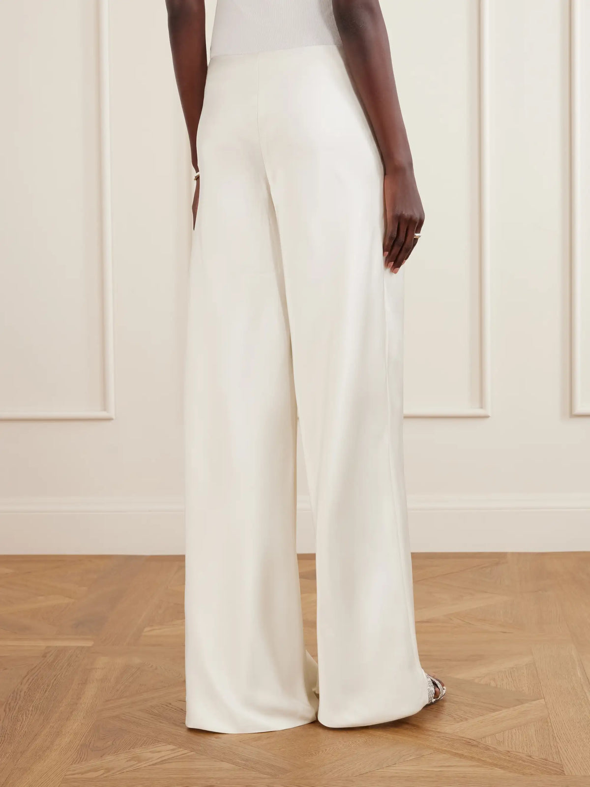 Satin High-rise Wide-leg Pants