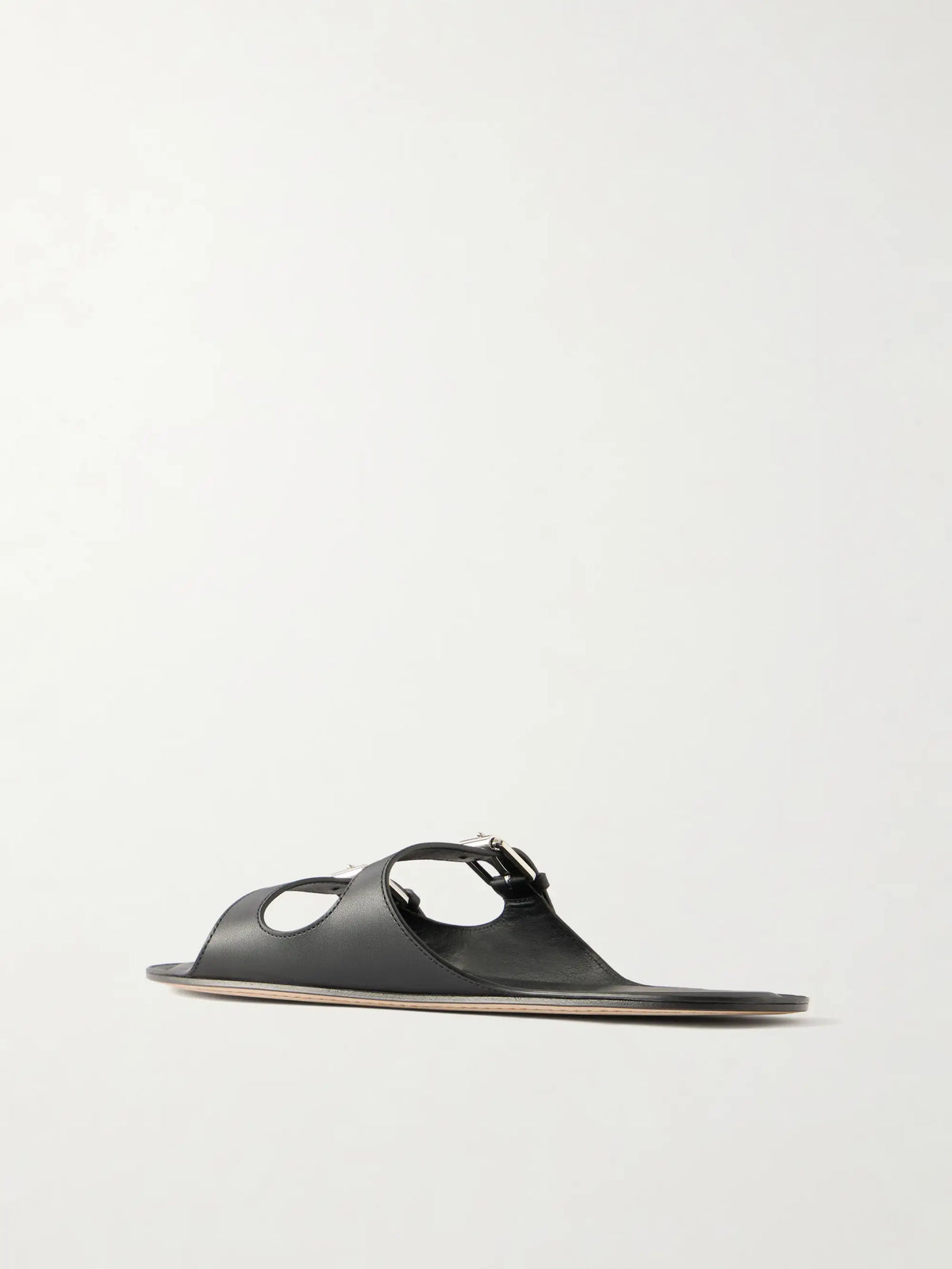 Buckled Leather Flat Sandals