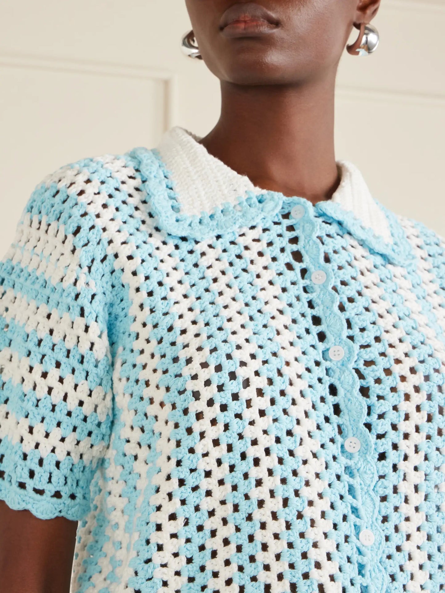 Stanton Striped Crocheted Cotton Shirt