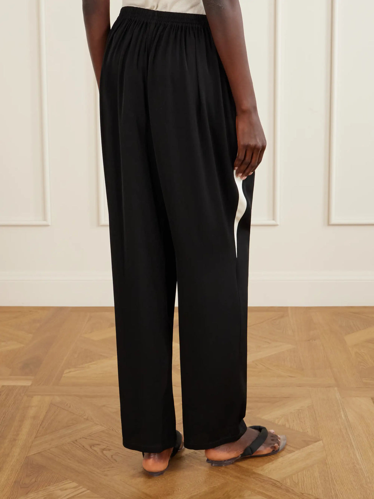 Striped Cady Straight-leg Pants