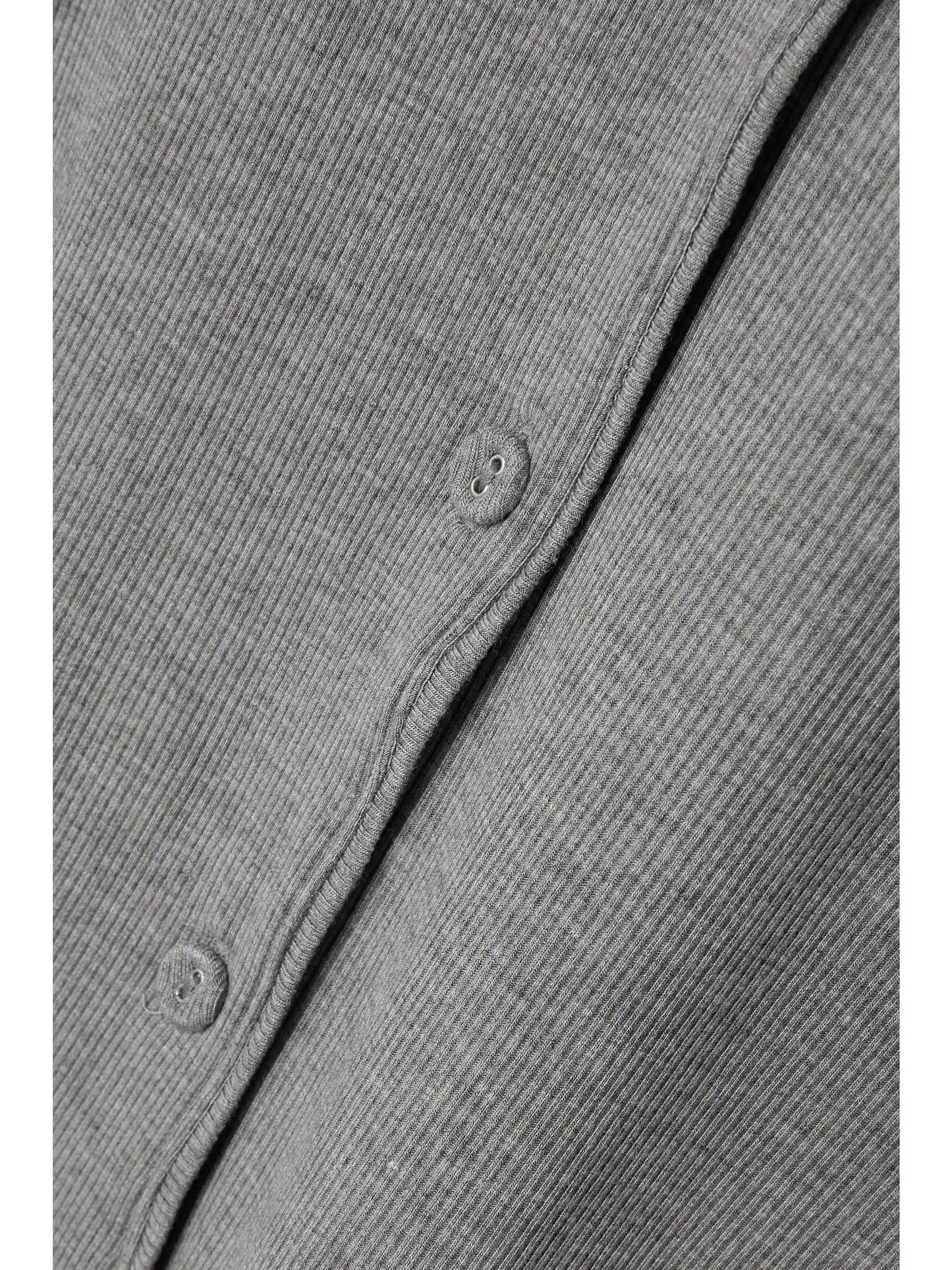 Ribbed Stretch-modal Jersey Lounge Set - Heather Grey