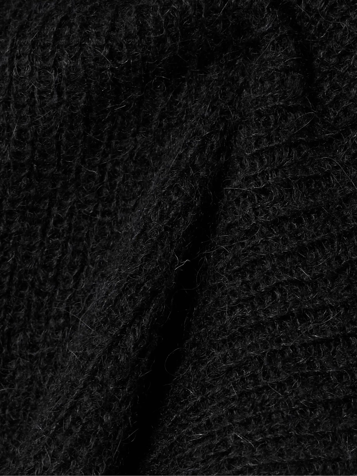 Compact Hooded Ribbed Brushed Alpaca-blend Cardigan