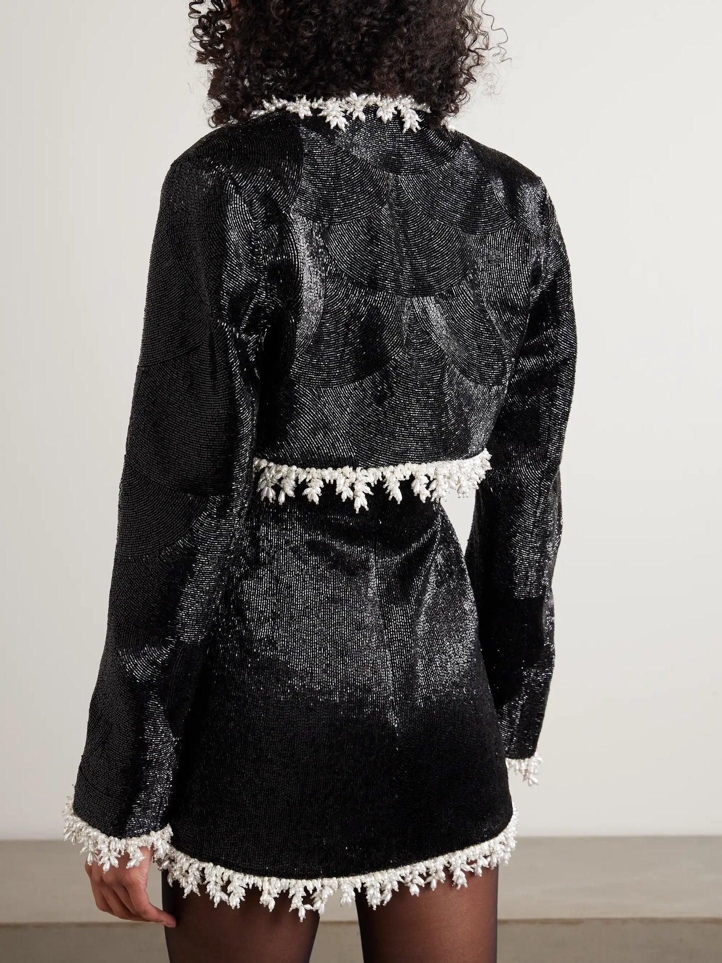 Margot Cropped Embellished Satin Jacket