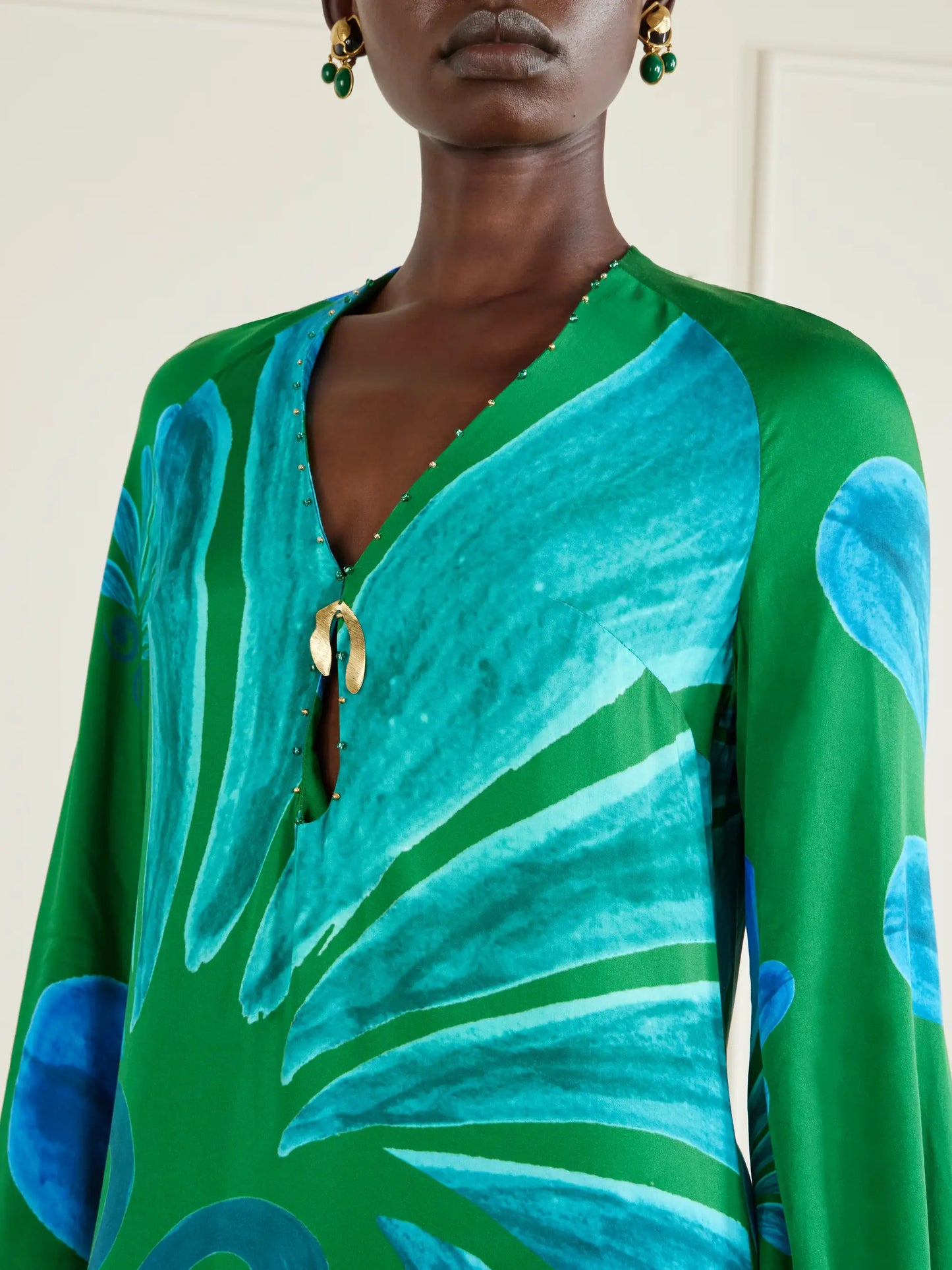 Alcmene Embellished Printed Crepe Maxi Dress