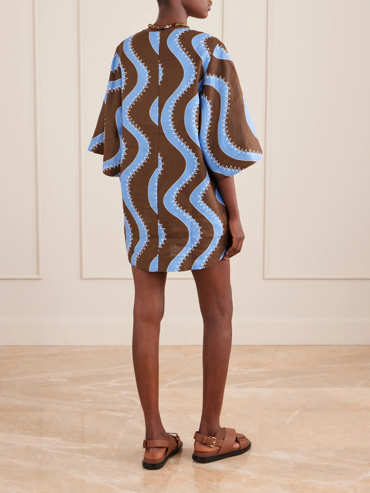 ALÉMAIS Frankie Printed Embroidered Linen Mini Dress