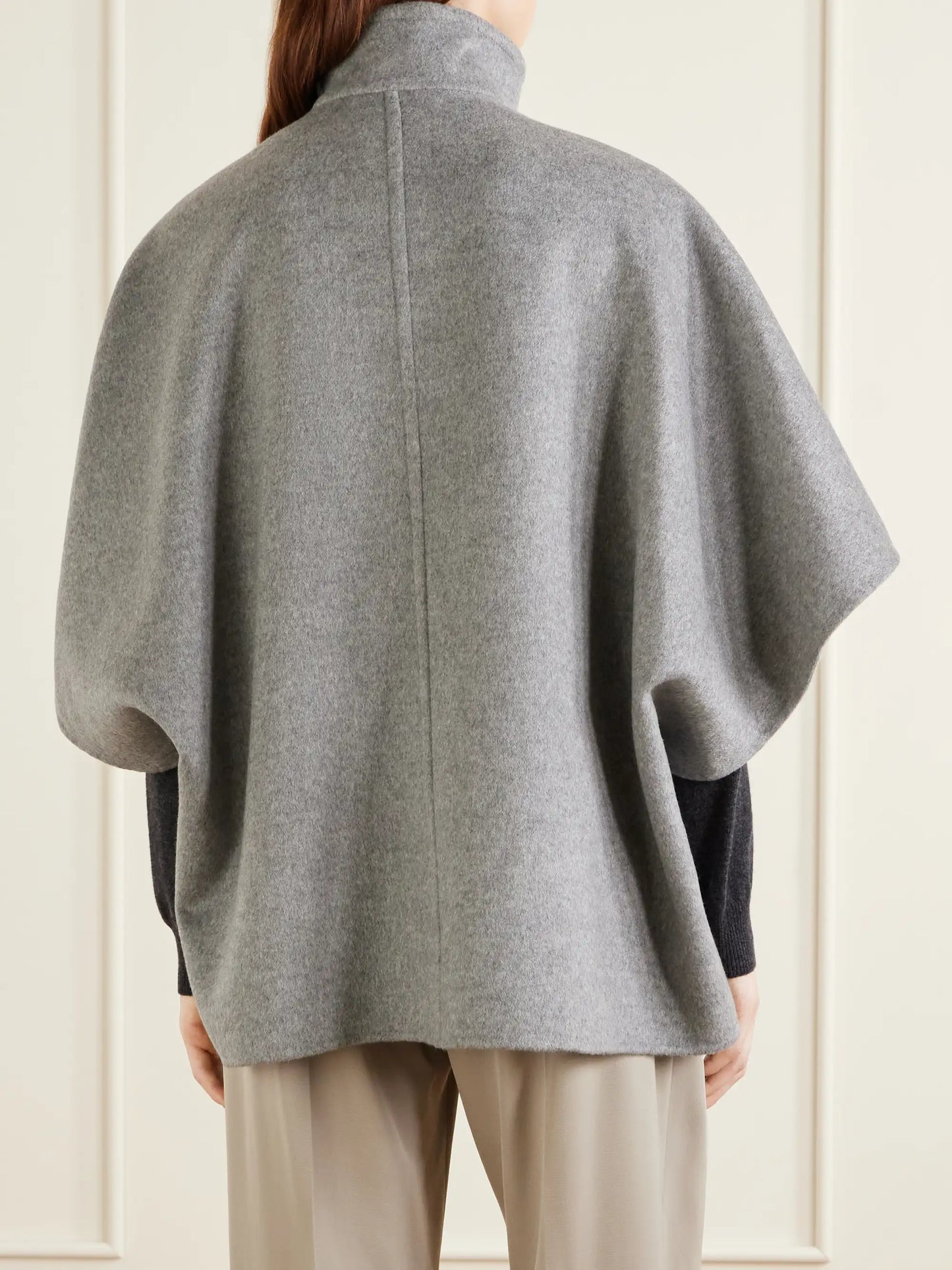 Buckled Leather-trimmed Cashmere Cape