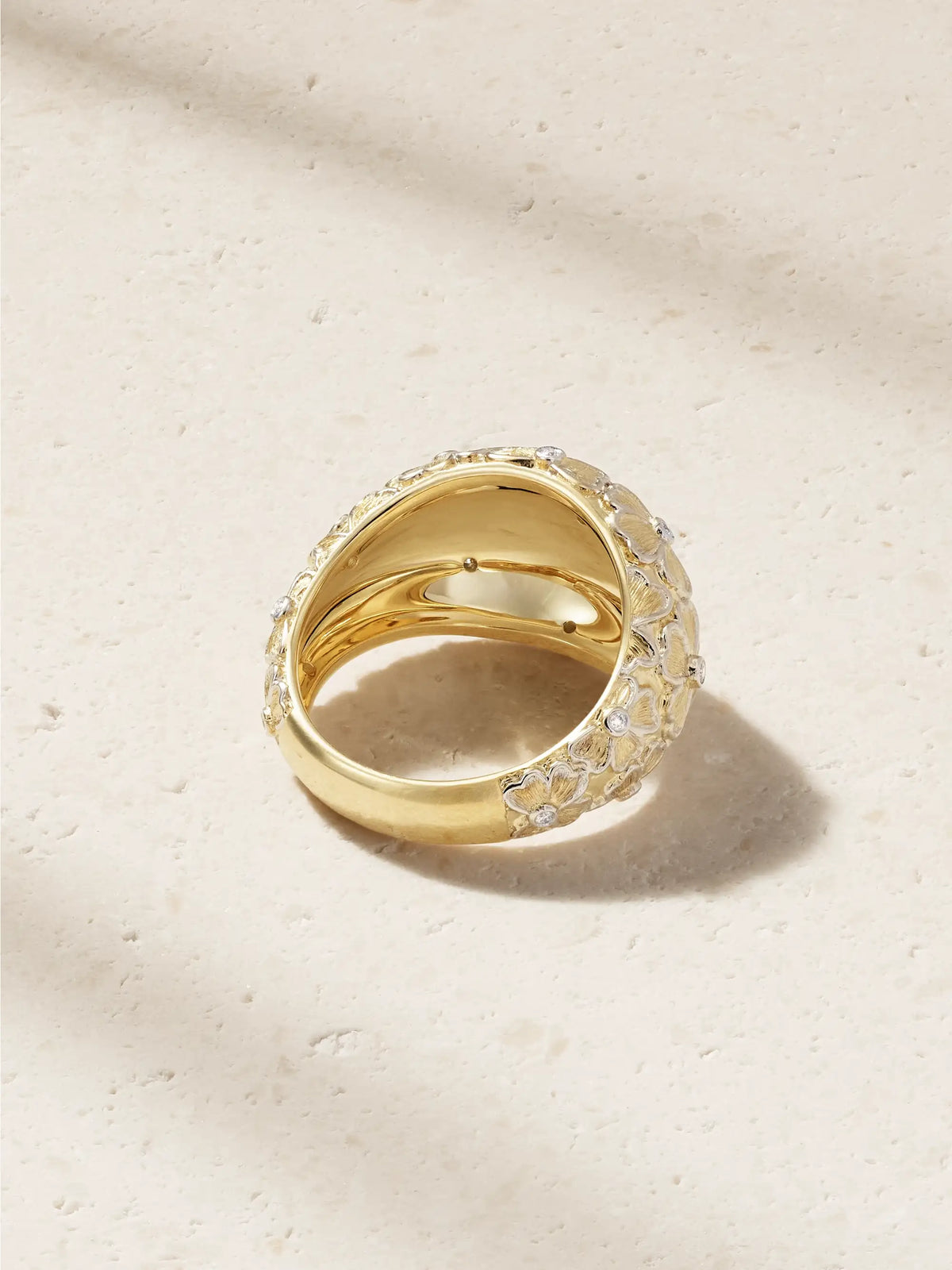 Bague Dôme Fleurie 9-karat Yellow And White Gold Diamond Ring