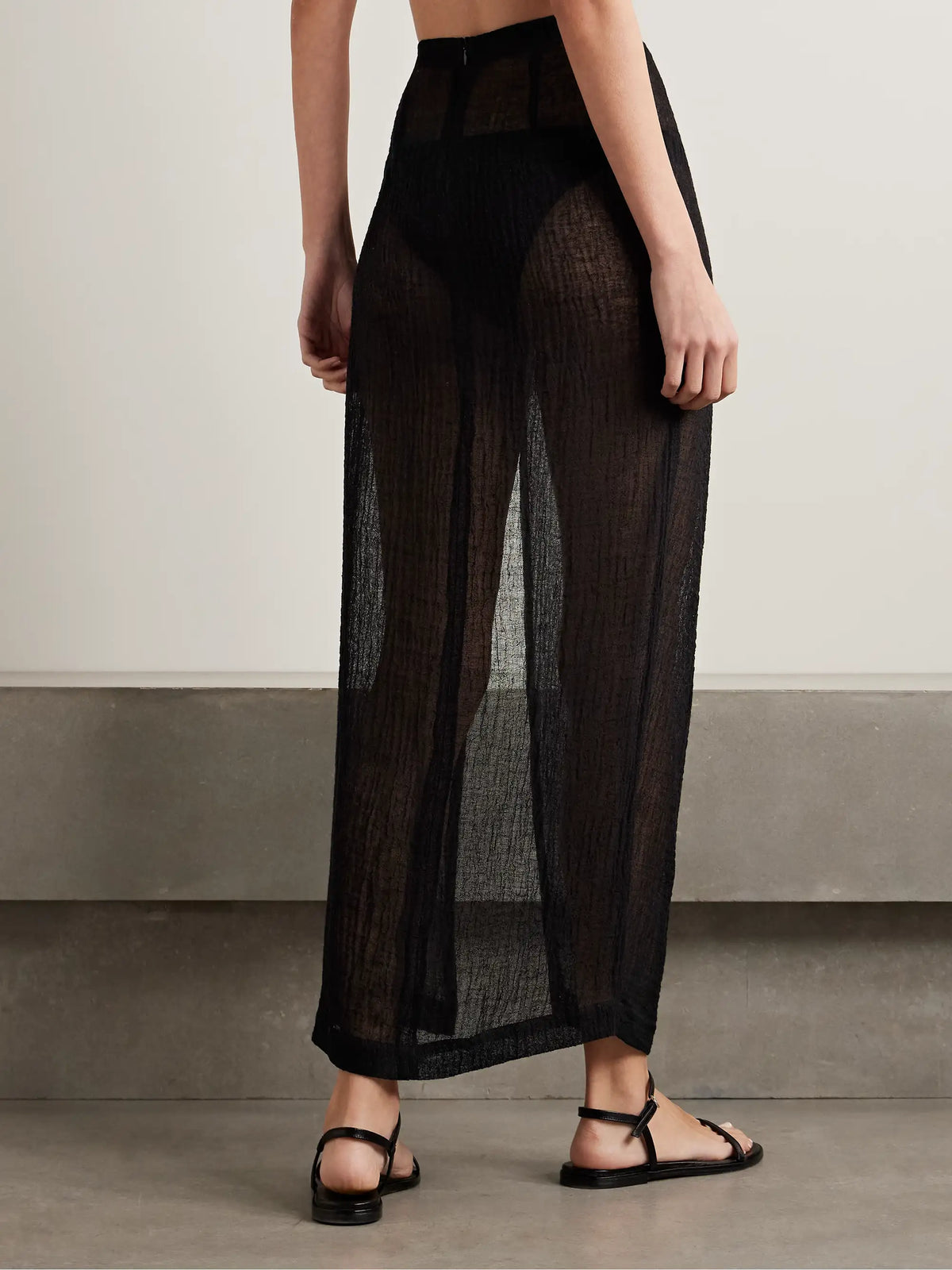 Pleated Crinkled Linen-blend Gauze Pareo