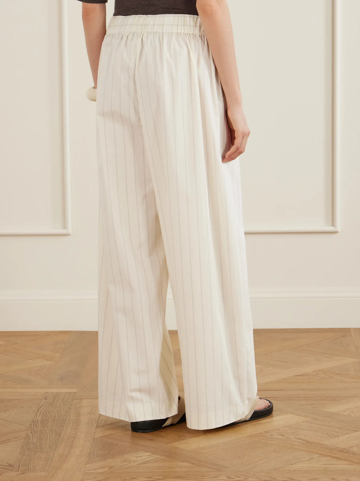 Everyday Striped Cotton-blend Poplin Wide-leg Pants