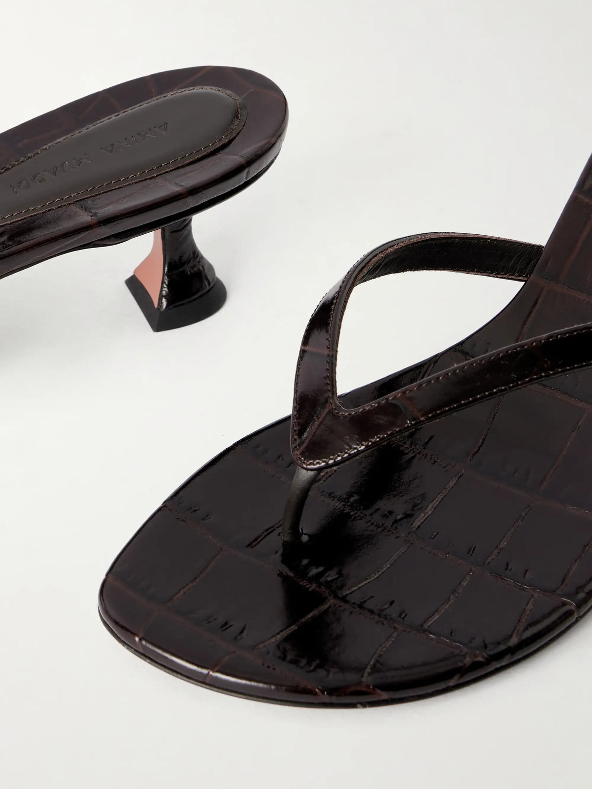 Juliette 45 Croc-effect Leather Thong Sandals