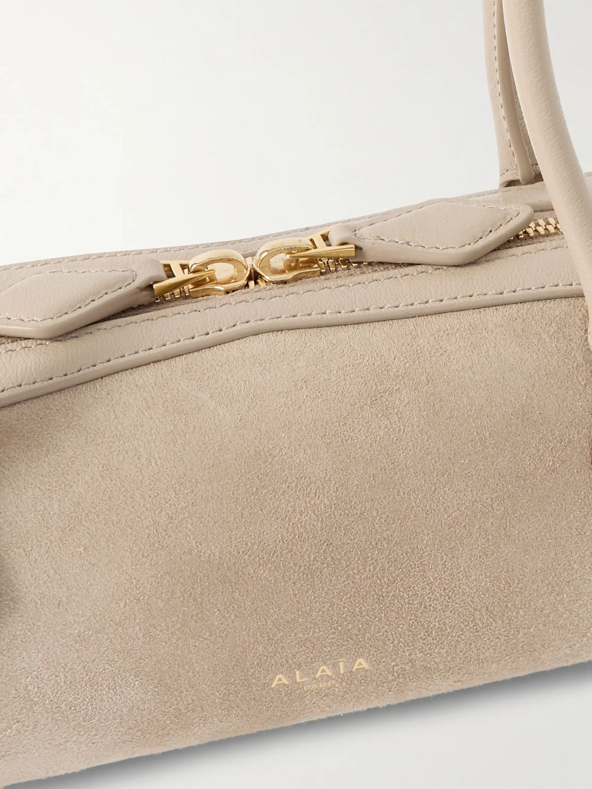 Le Teckel Small Leather-trimmed Suede Shoulder Bag