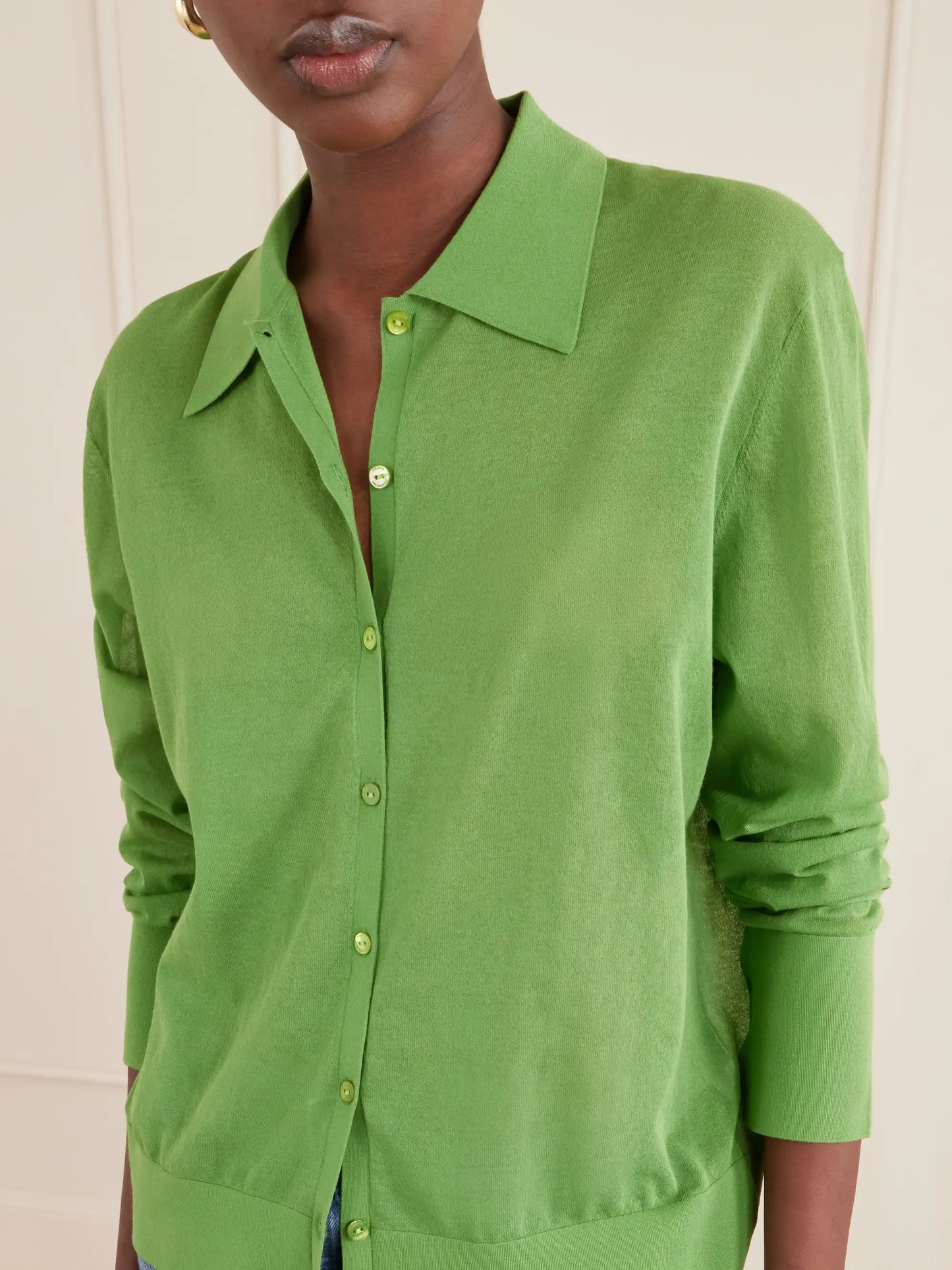 The Collared Cardi Cotton-blend Cardigan