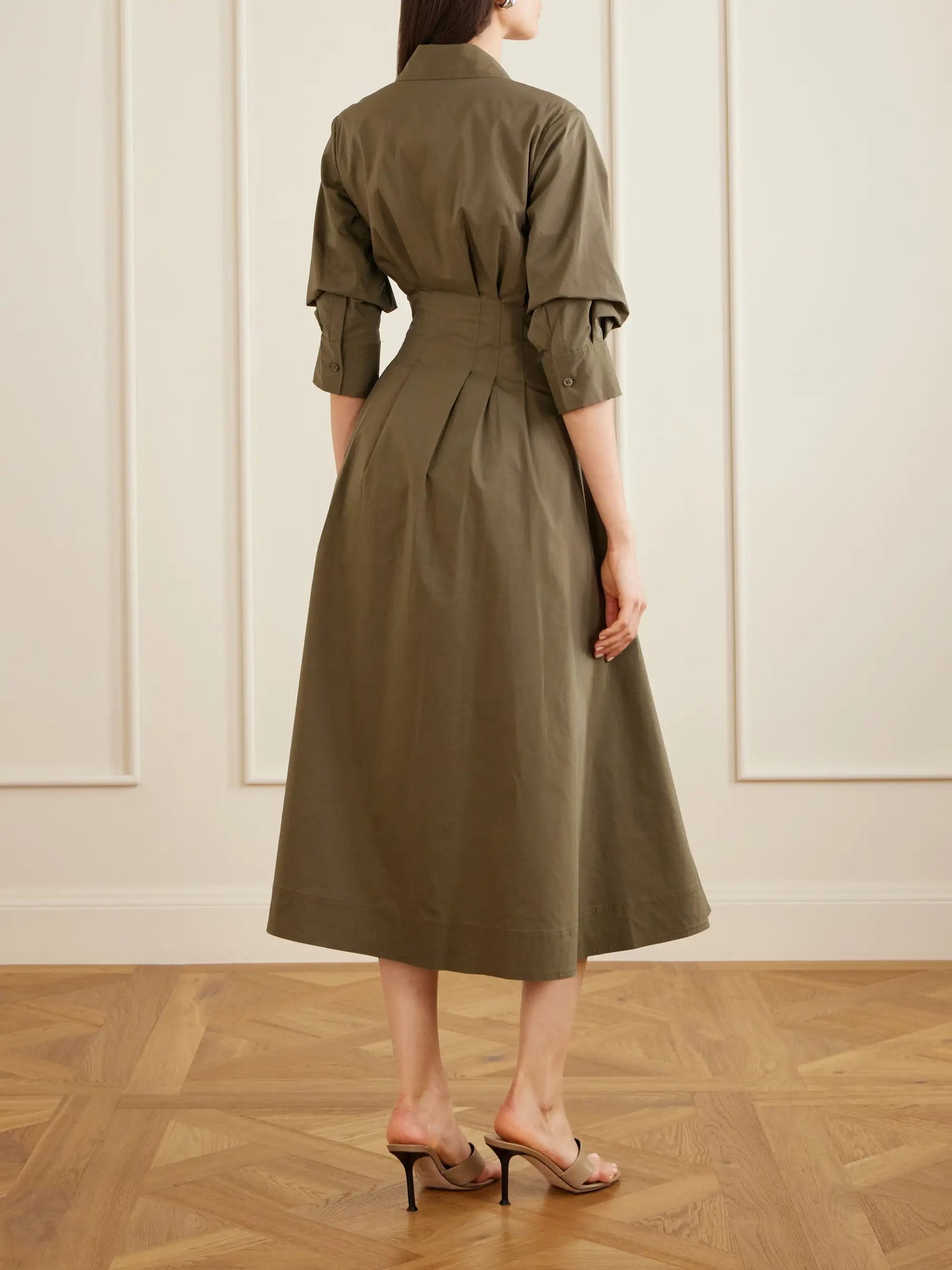 Jazz Pintucked Cotton-blend Poplin Midi Shirt Dress
