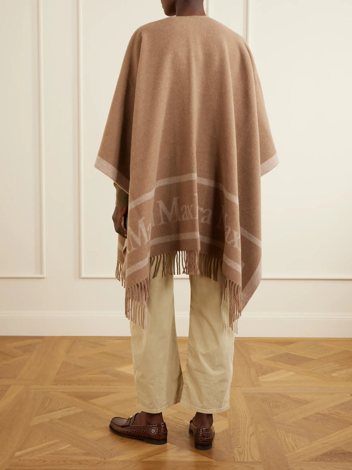 Fringed Wool-jacquard Cape