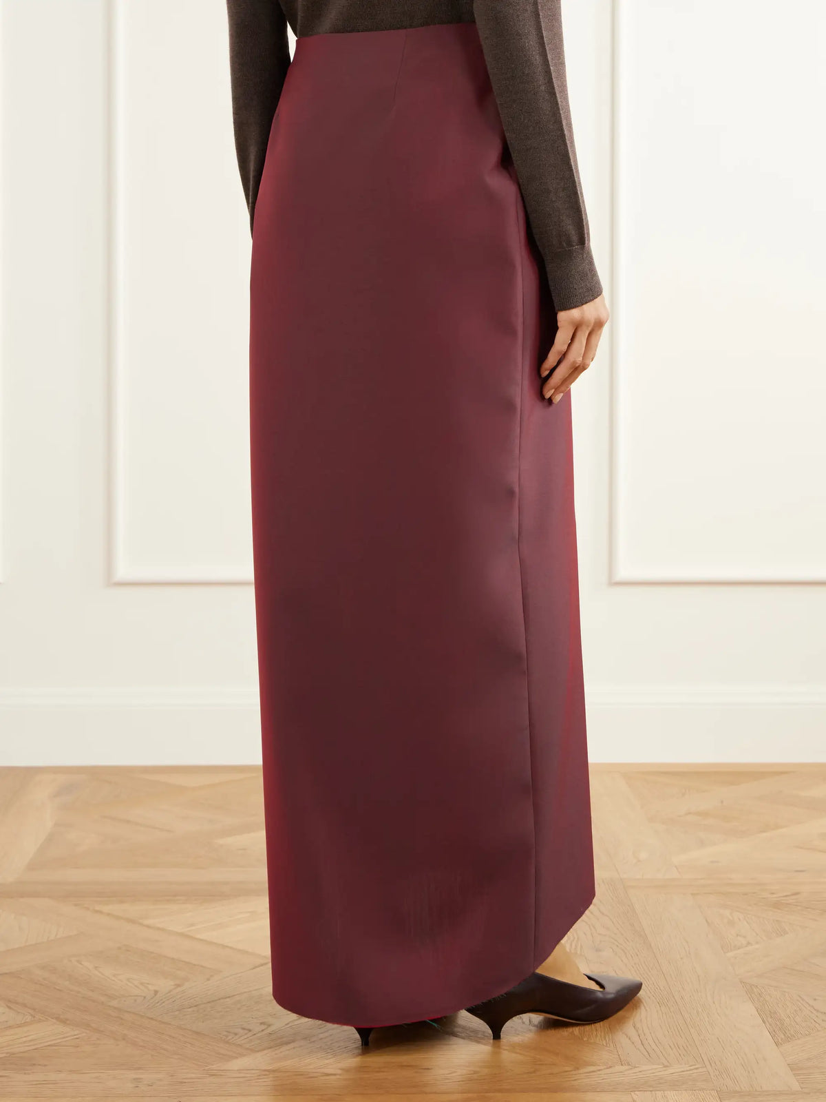 The Row Gurio Asymmetric Wool-twill Maxi Skirt