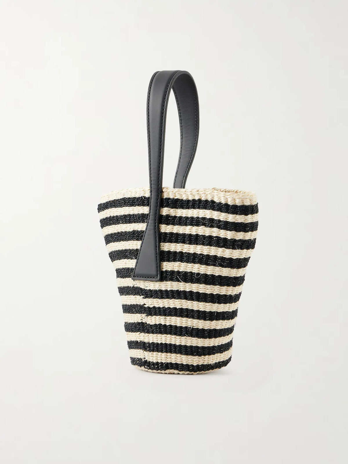 Sprout Leather-trimmed Striped Sisal Shoulder Bag