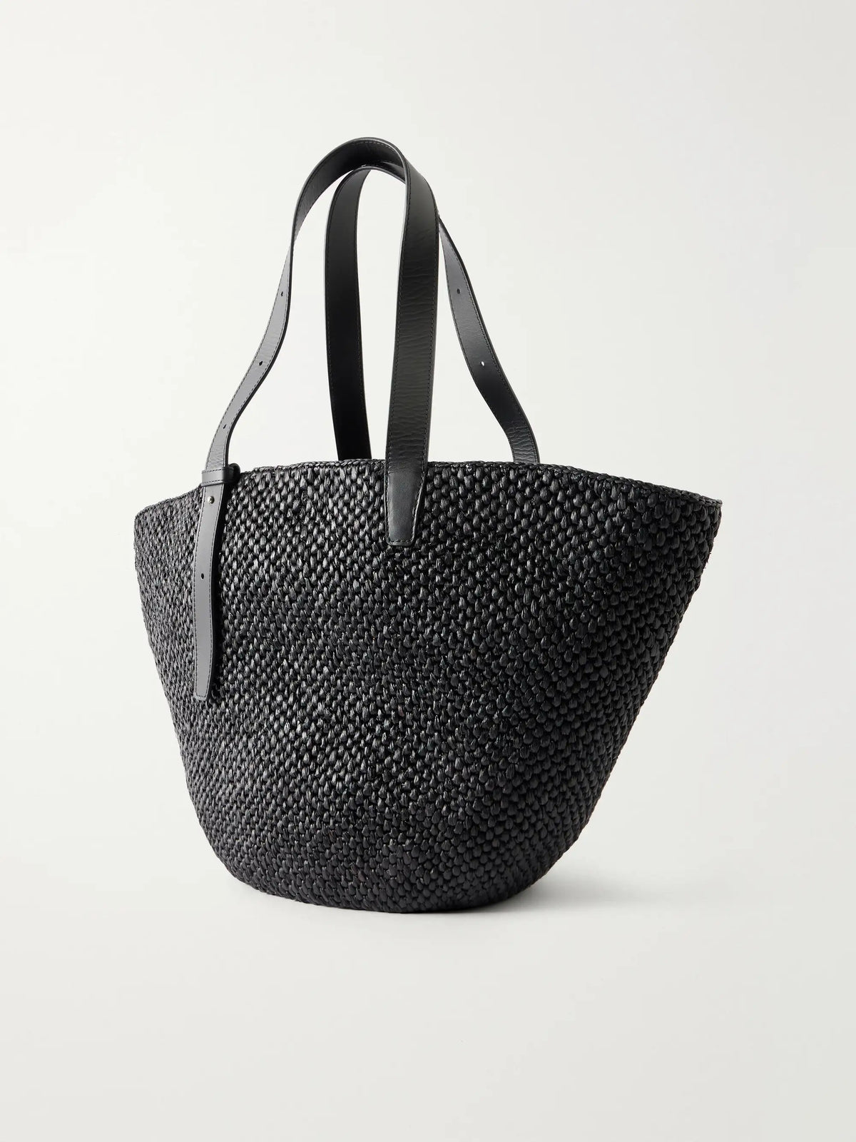 The Bianca Leather-trimmed Raffia Tote