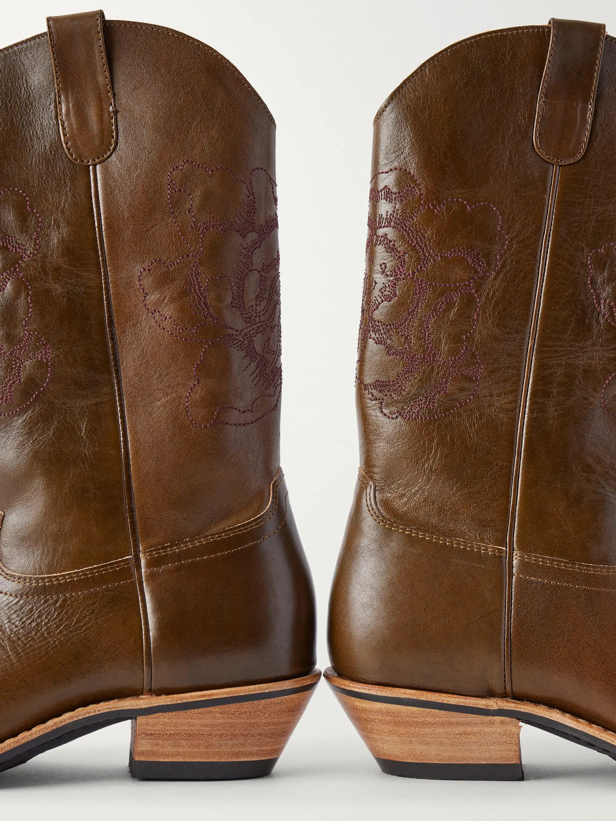 Our Legacy Floral Consultant Croc-effect Trimmed Leather Ankle Boots