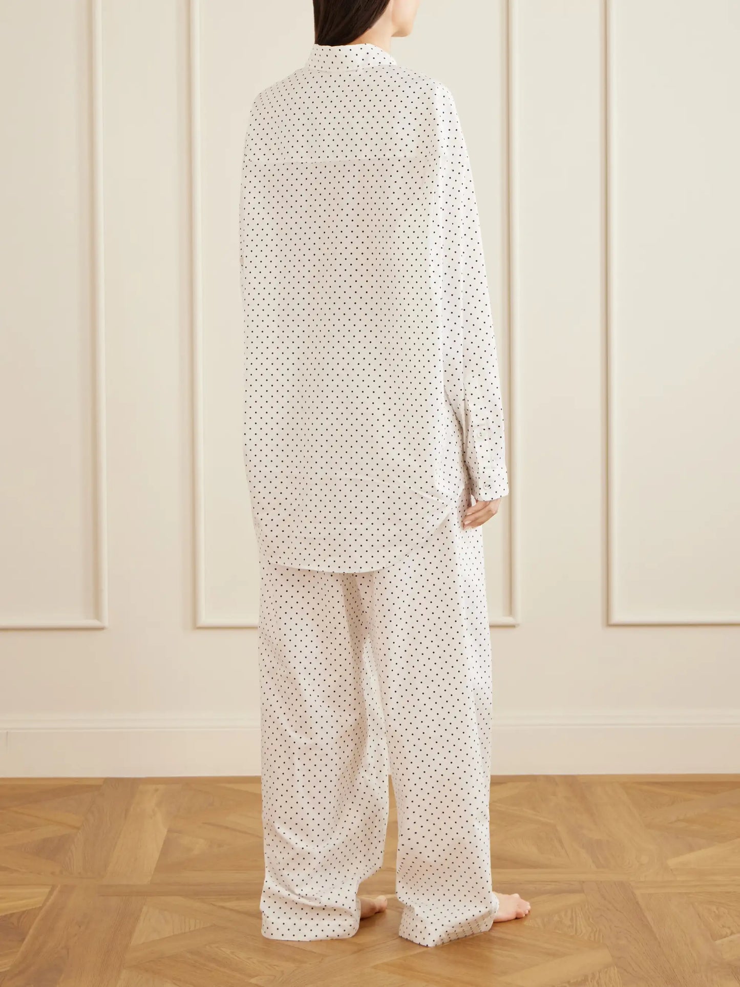 Polka-dot Cotton-blend Poplin Pajama Set