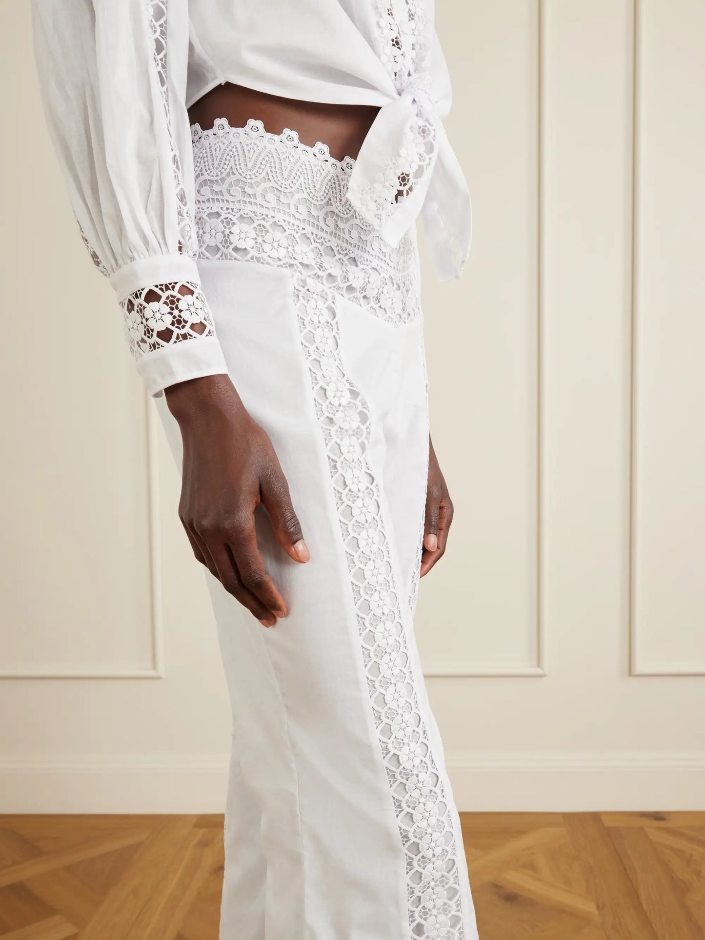 Vianora Cotton-blend Wide-leg Pants