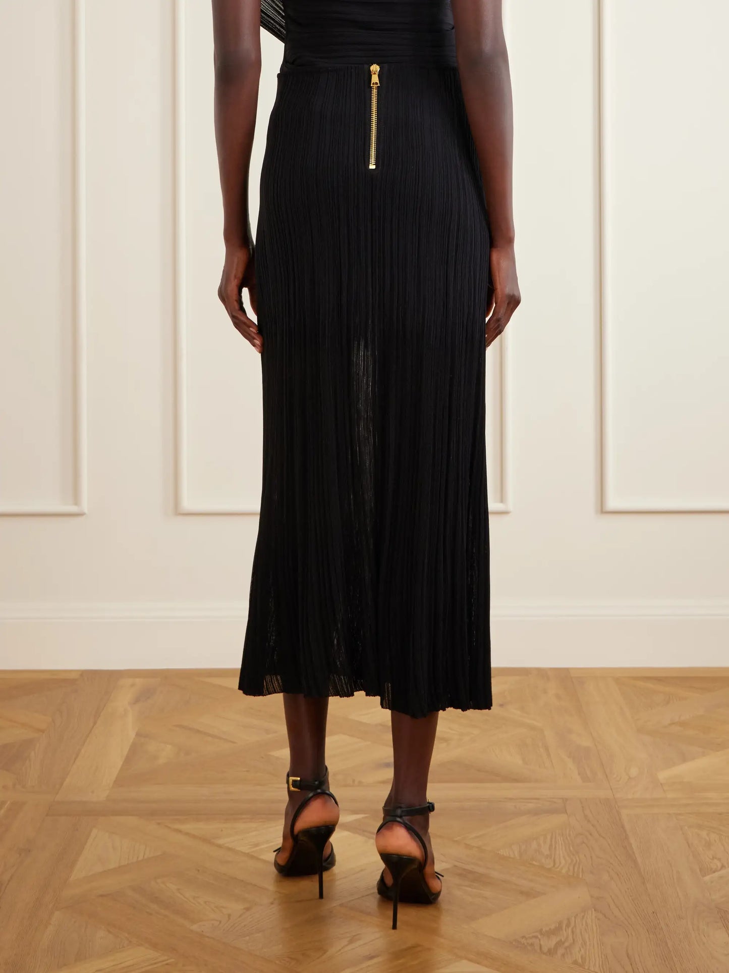 Plissé-crepe Midi Skirt