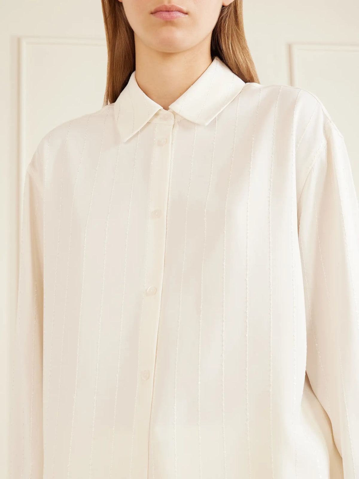 KALLMEYER Mollie Sequin-embellished Striped Twill Shirt