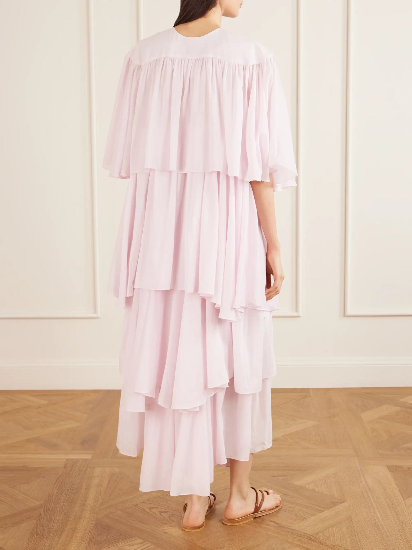 Formentera Ruffled Cotton And Silk-blend Voile Kaftan