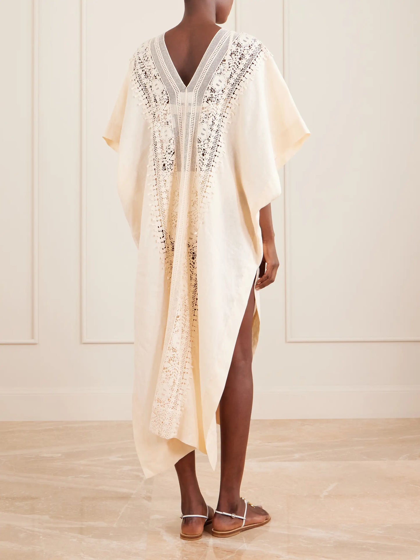 Brea Floral-embroidered Linen Coverup