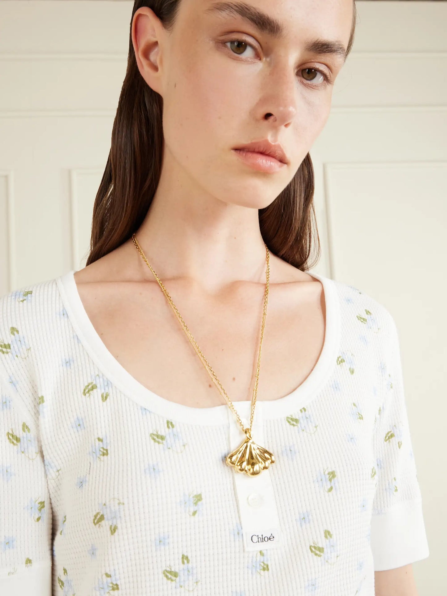 Floral-print Waffle-knit Cotton-jersey T-shirt