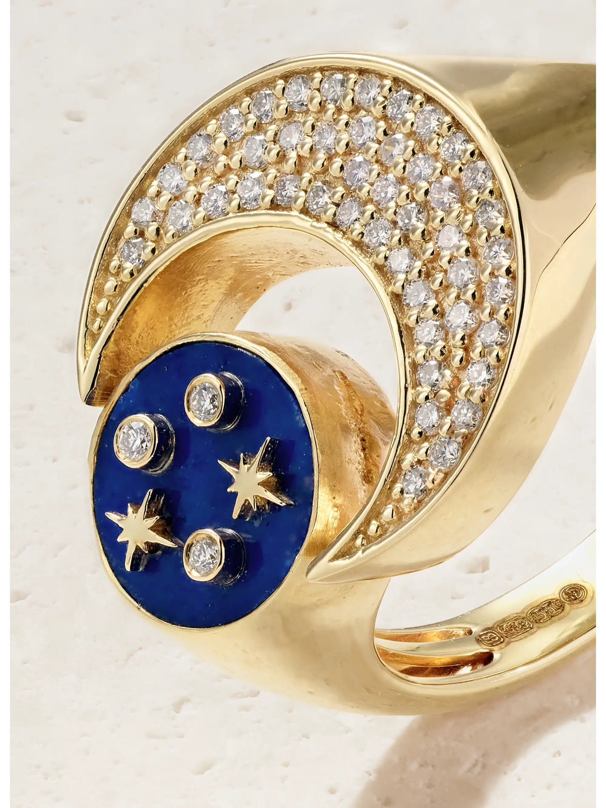 Celestial 14-karat Gold, Lapis Lazuli And Diamond Ring