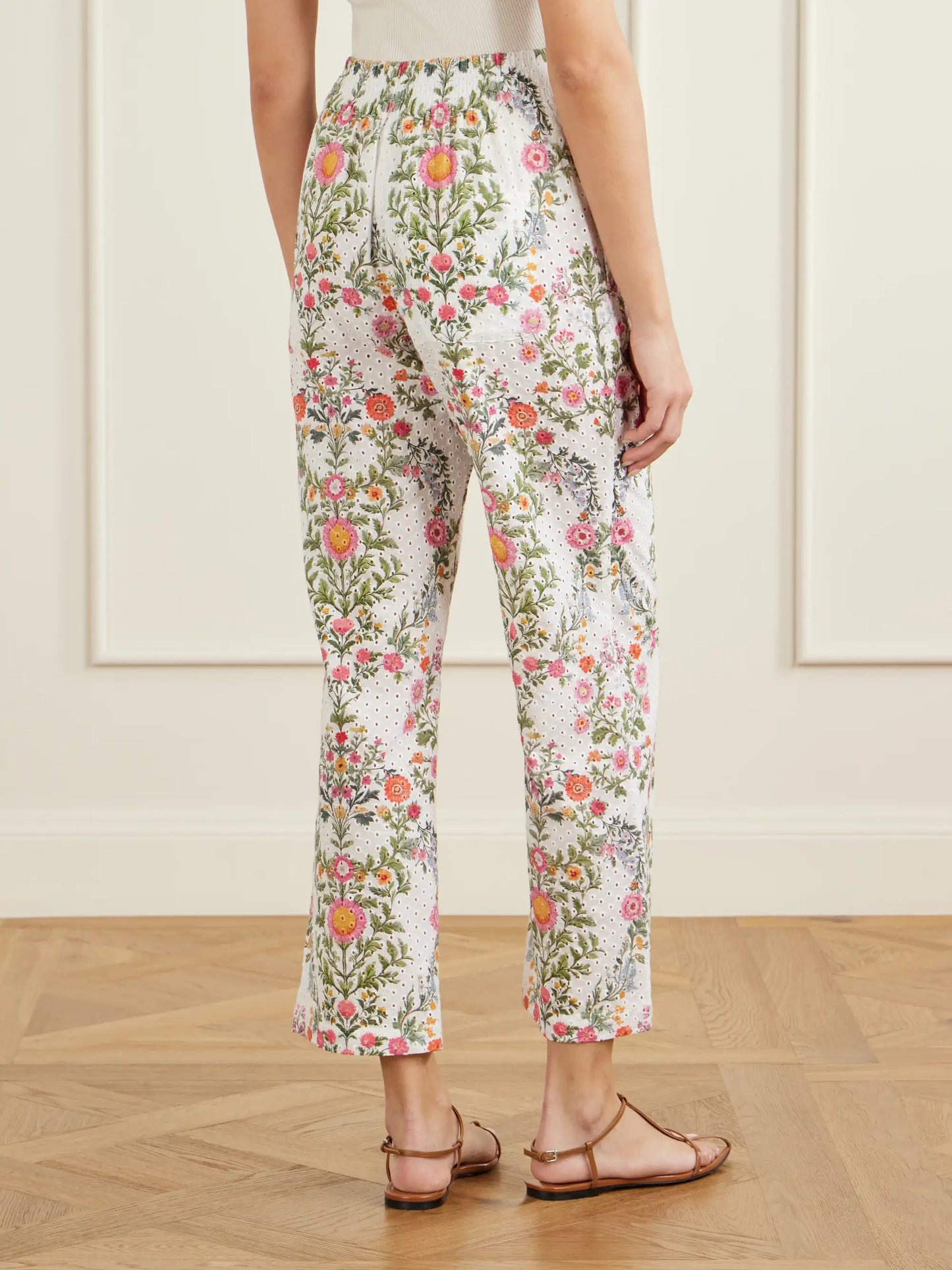 Joshua Broderie Anglaise Cropped Cotton Straight-leg Pants