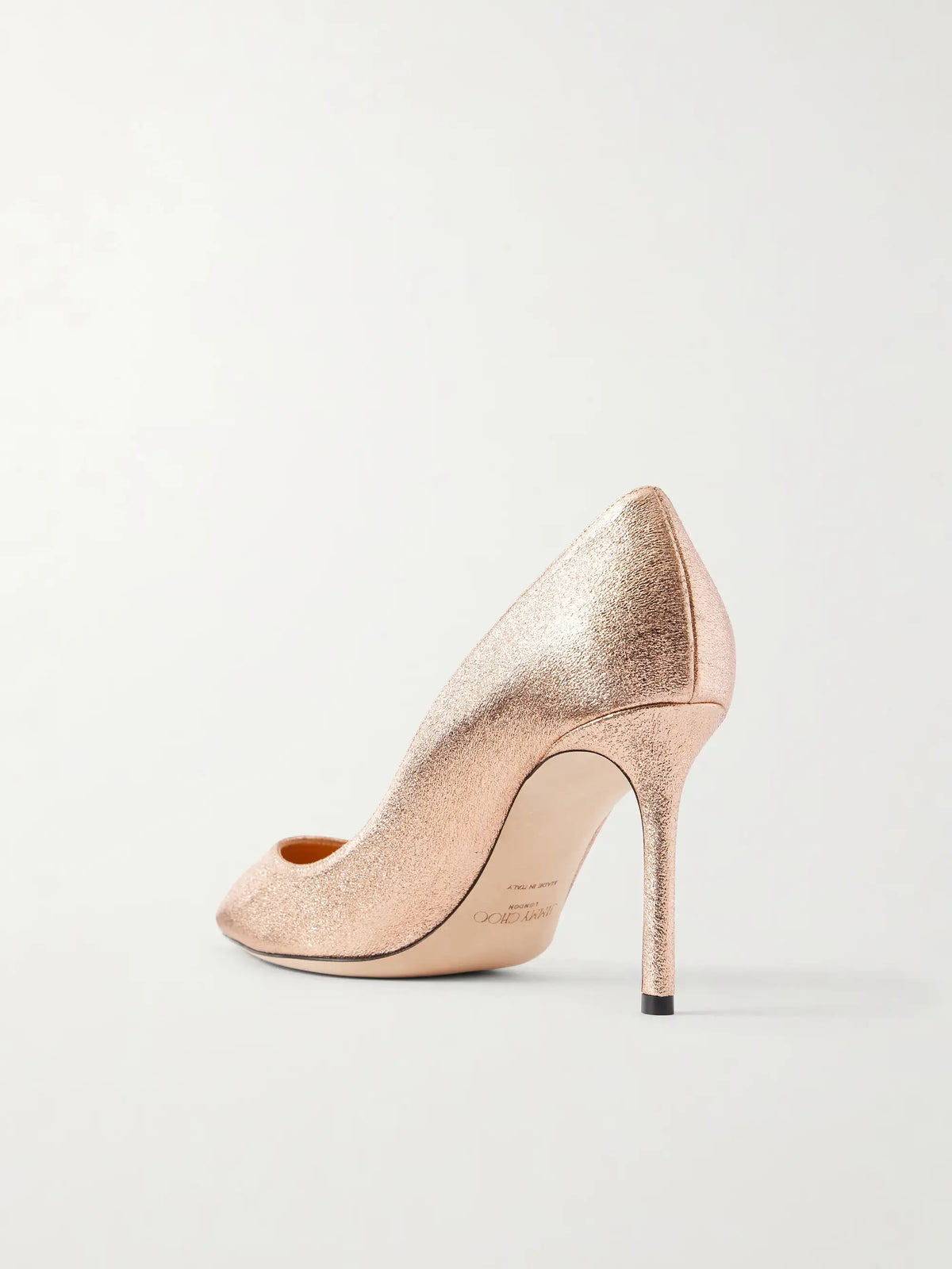 Romy Macaron 85 Metallic Crinkled Leather Pumps