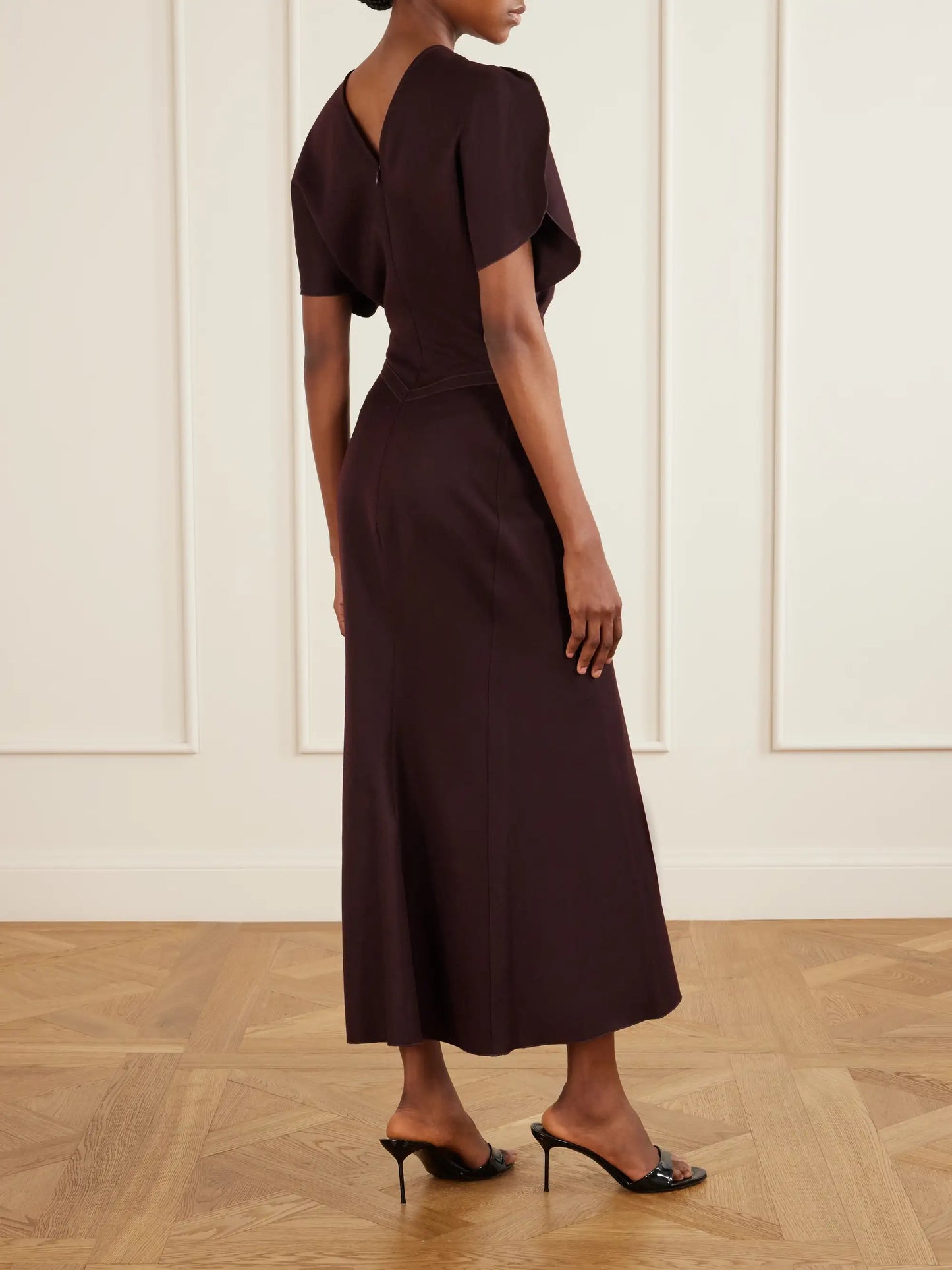 Bela Draped Wool Midi Dress