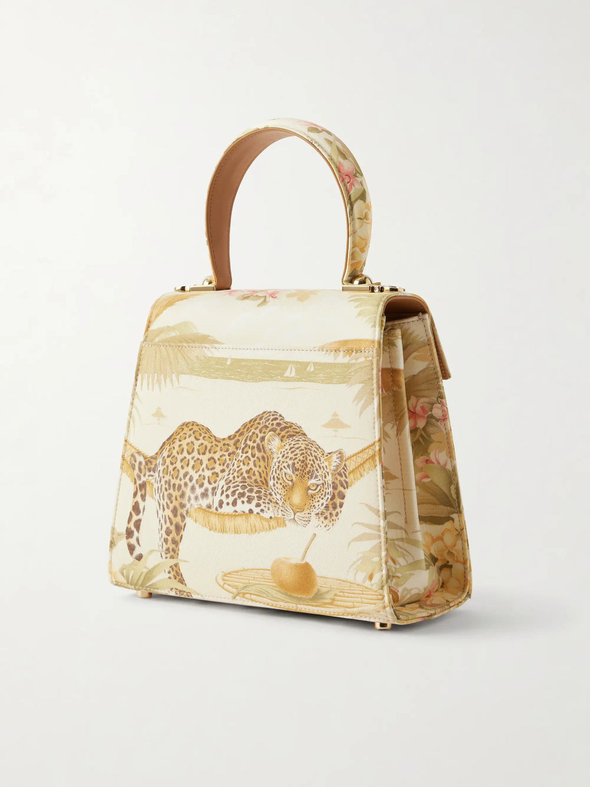 Leather-trimmed Printed Canvas Shoulder Bag