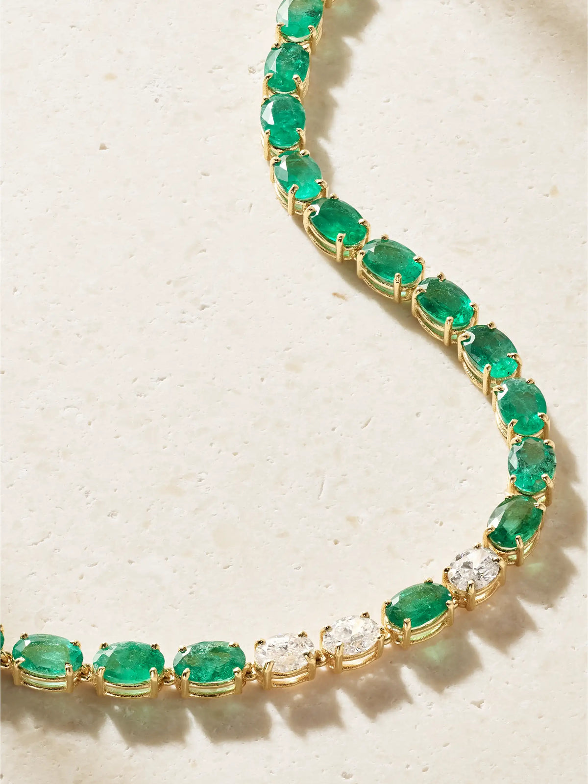 18-karat Gold Emerald And Diamond Tennis Necklace