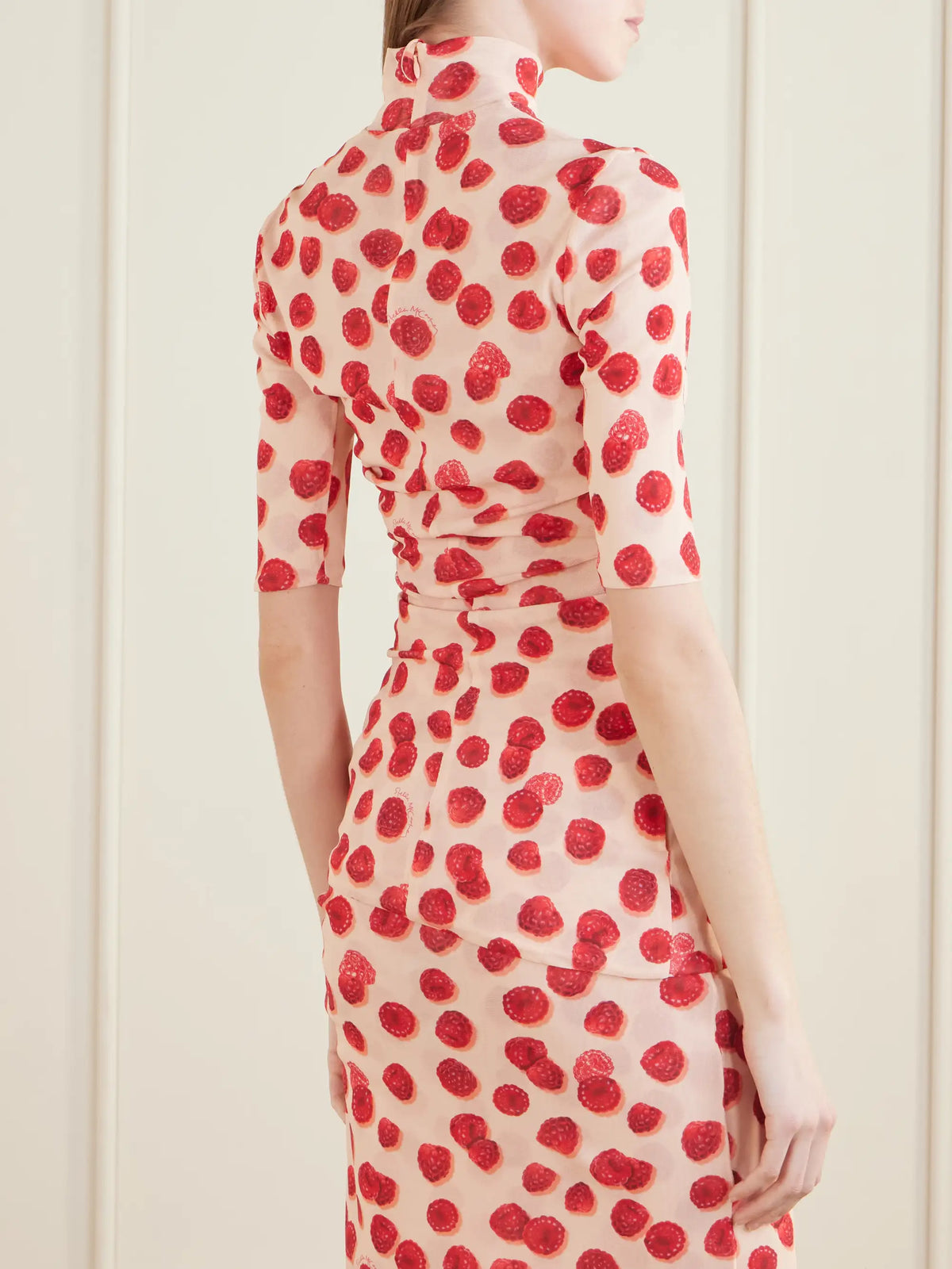Stella McCartney Gathered Printed Mesh T-shirt