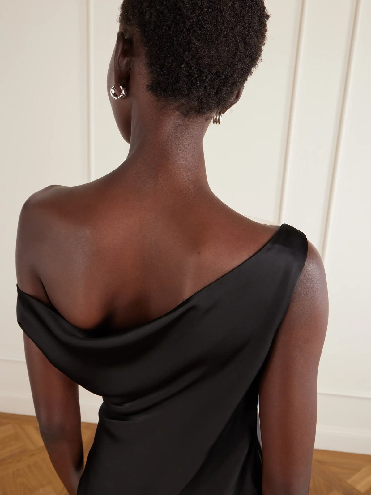 Maria Satin One-shoulder Top