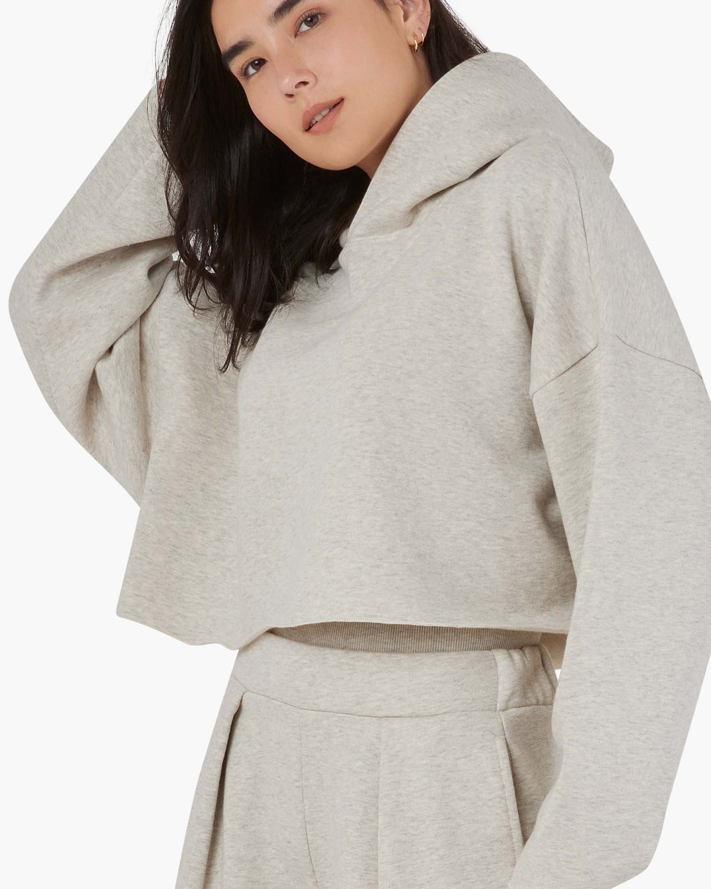 Core Fleece Cropped Hoodie (Eggshell Mix)