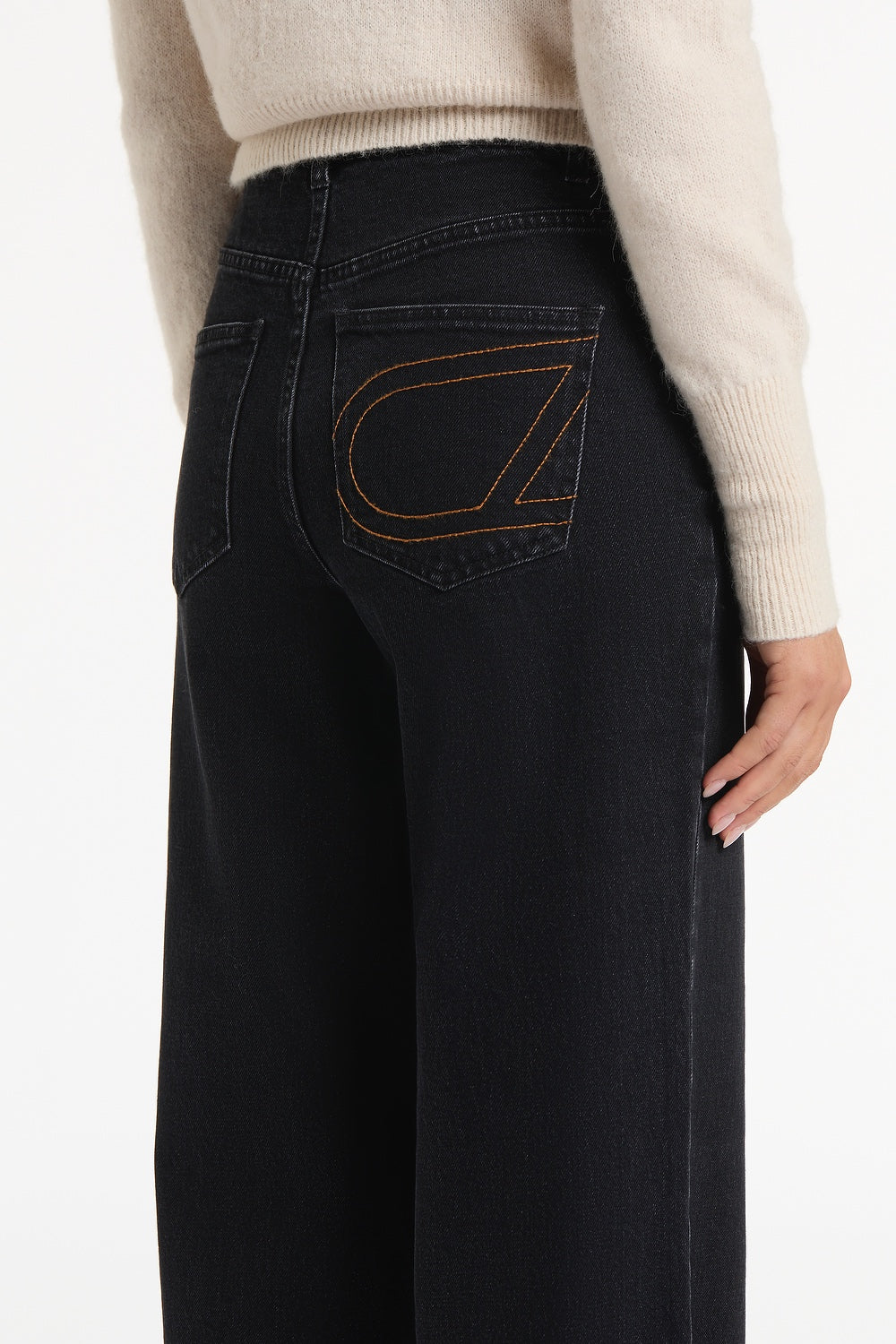 Carla Zampatti Washed Denim Wide Leg Pant (Black)