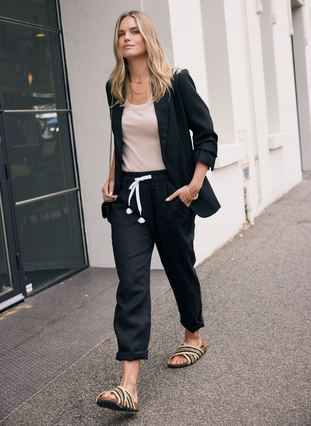 White & Co. Classic Wool Blazer (Black)