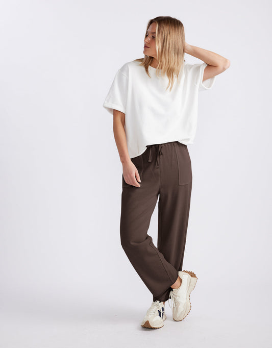 White & Co. Raw Edge Lounge Pant Washed (Chocolate)
