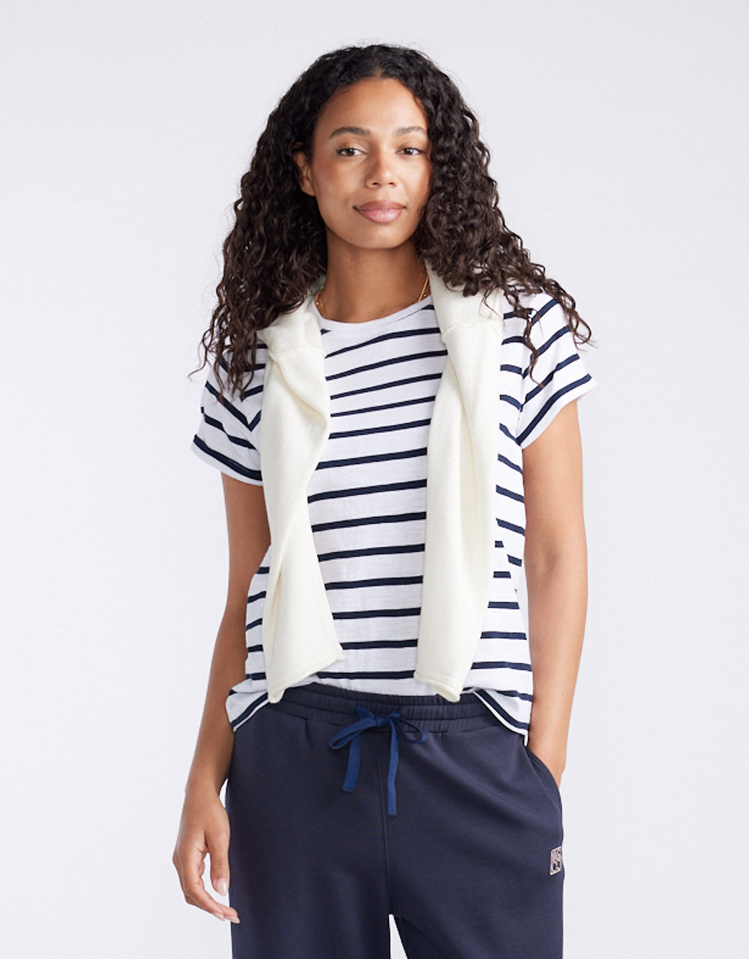 White & Co. Turn Back T-Shirt (White/Navy Stripe)