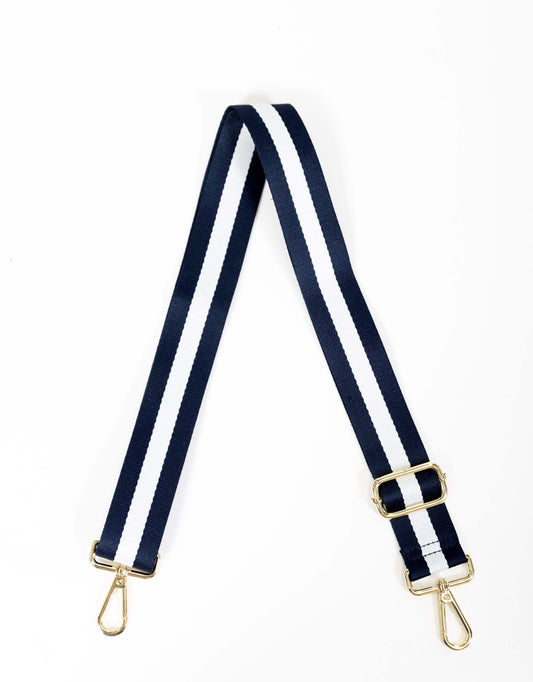 Image of Accessories. Productname: Bag Strap Stripe - in Navy/White colour by brand - White & Co.