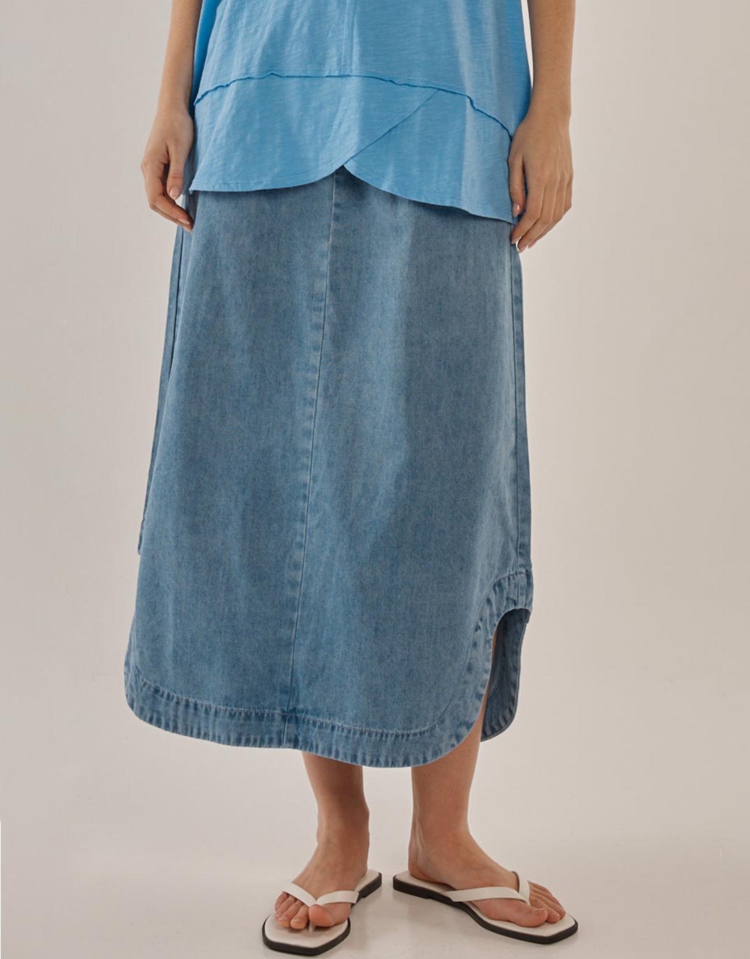 Brunch Denim Skirt - (Oasis Blue)
